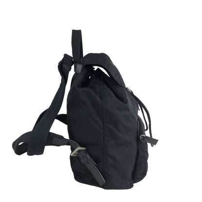 PRADA Triangle Logo Front Buckle Nylon Backpack Black Vintage c68je8