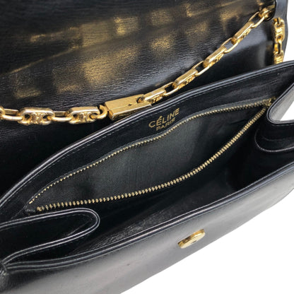 CELINE Blason Horse Bit Chain Shoulder bag Black Vintage zstzja