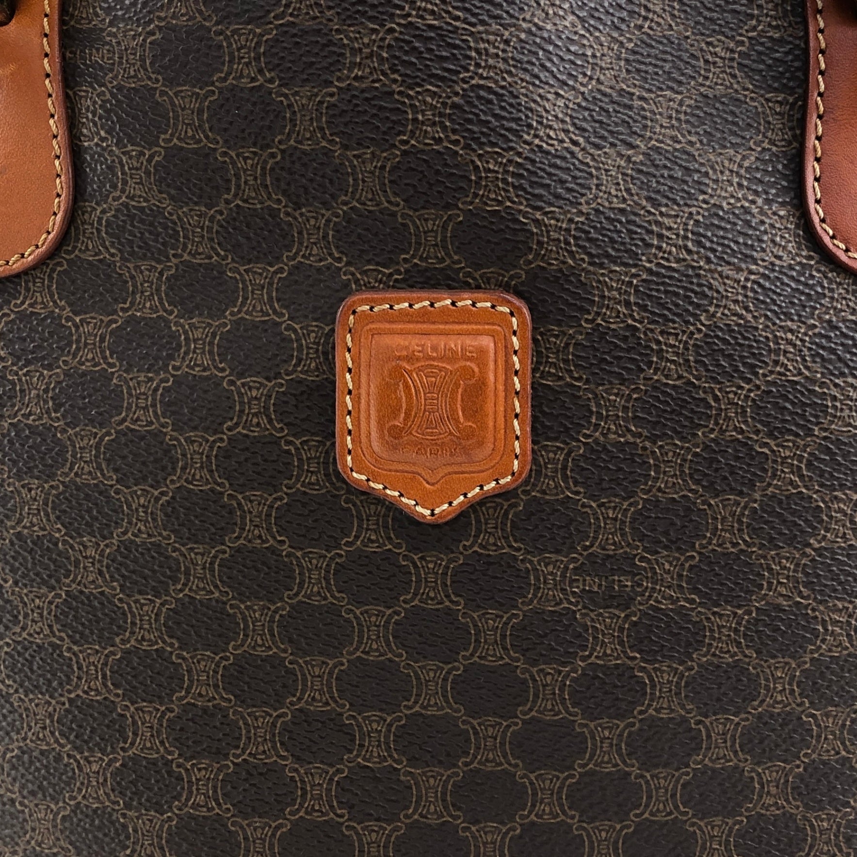 CELINE Macadam Blason Handbag Totebag Brown Vintage rfx5gg