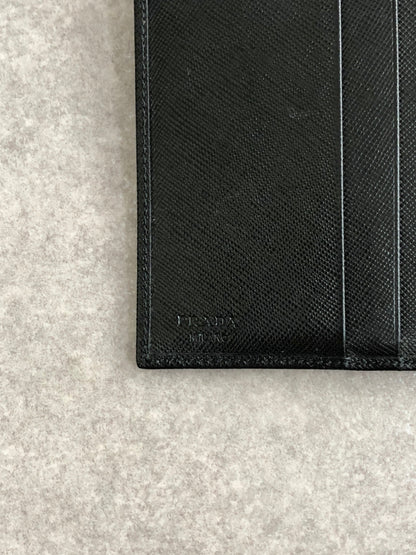 PRADA Triangle Logo Folded Wallet Black Vintage xvag4c