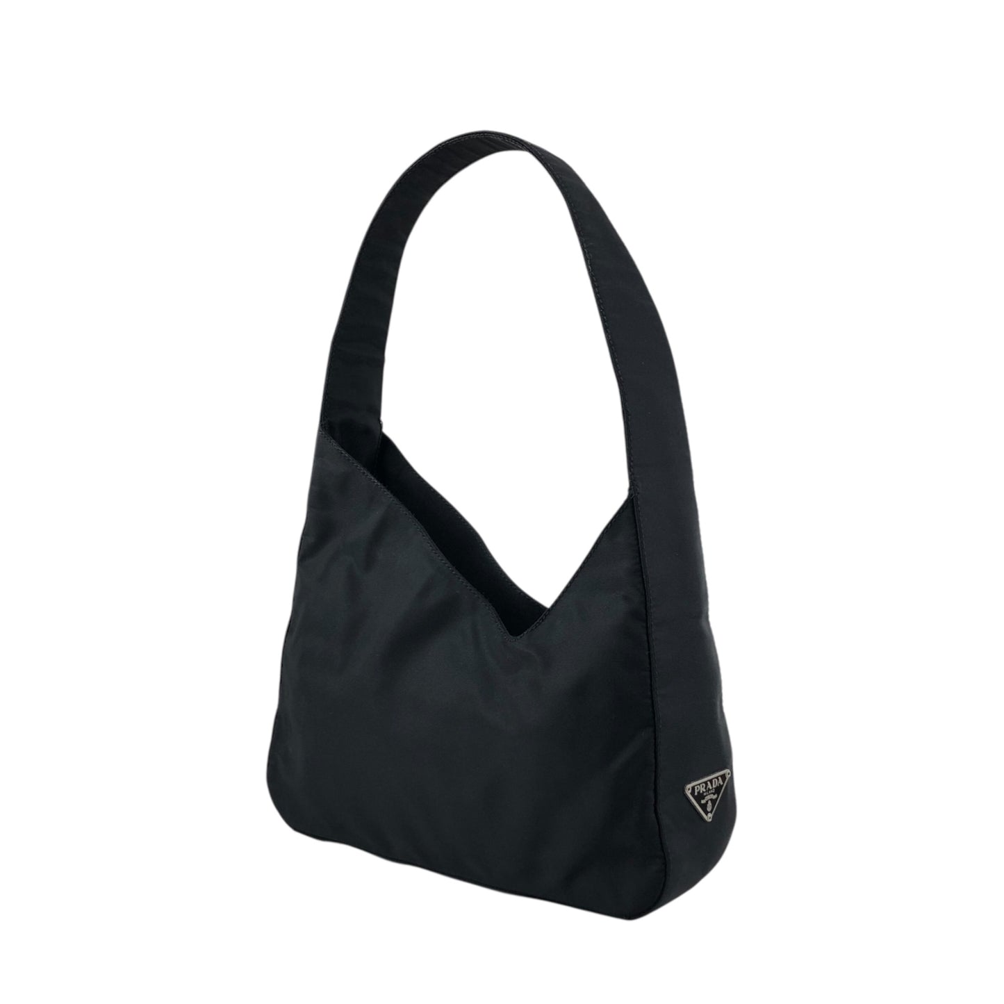PRADA Tessuto Triangle Logo Handbag Shoulder bag Black Vintage 7tpj3r