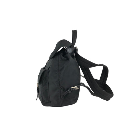 PRADA 三角形標誌雙口袋背包黑色復古 482mjk