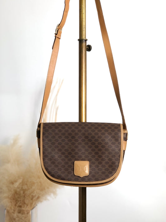 CELINE Macadam Blason Shoulder bag Brown Vintage rtiv5k