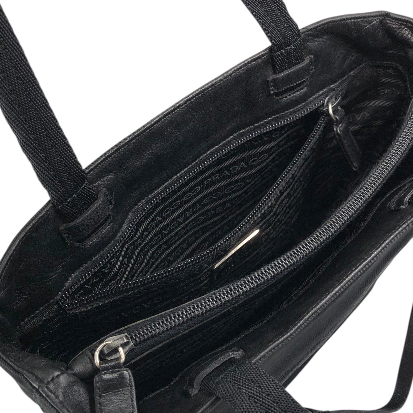 PRADA Tessuto Triangle Logo Totebag Black Vintage f4iv53