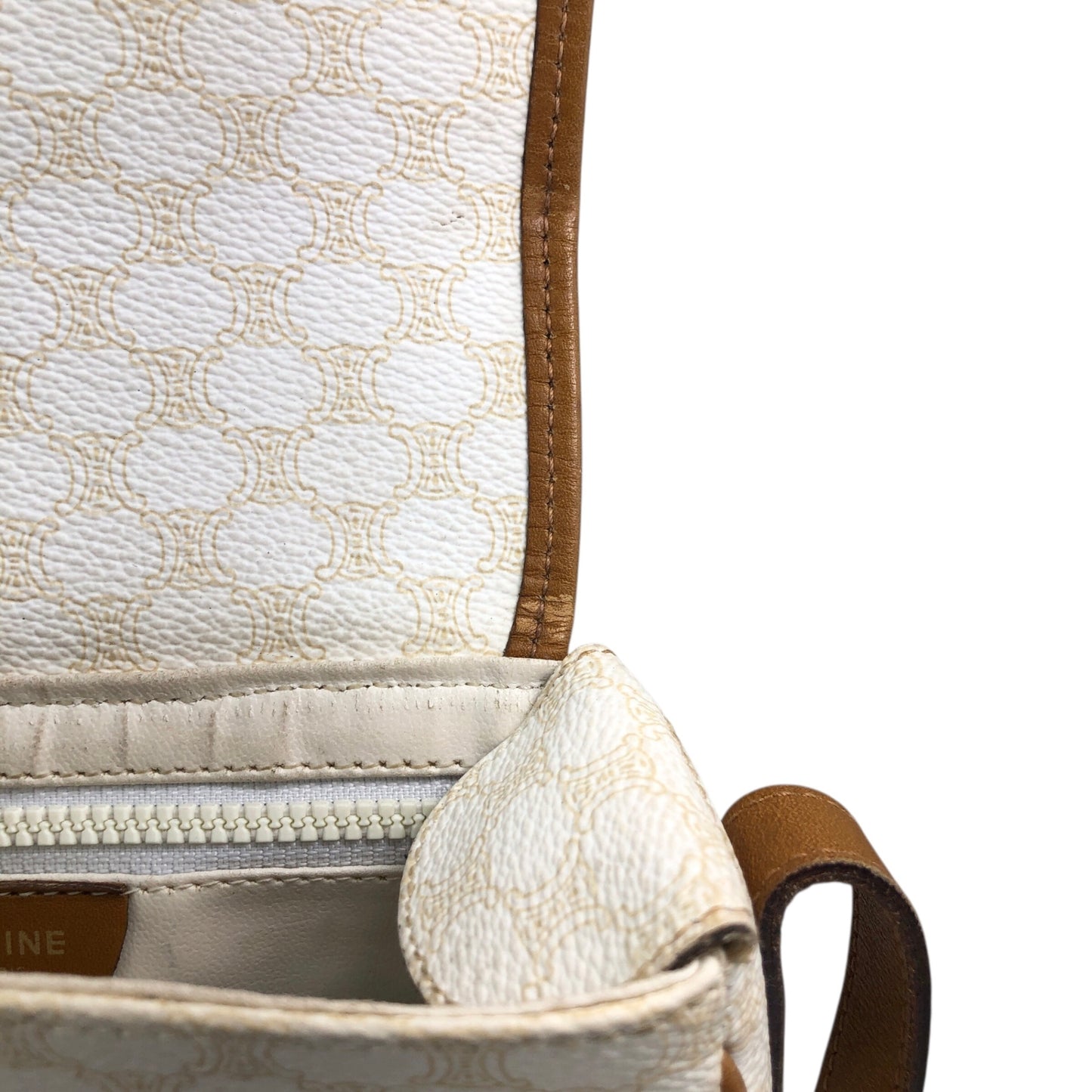 CELINE Macadam Horse Bit Shoulder bag White Vintage ctjind