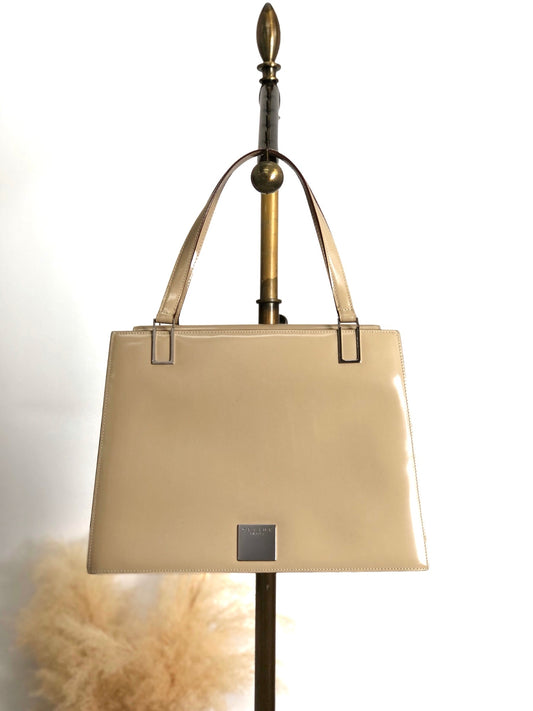 CELINE Logo Two-way Handbag Shoulder bag Beige Vintage nb66wk