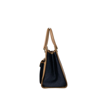 Christian Dior Logo Canvas Handbag Beige×Blue Vintage fwaghn