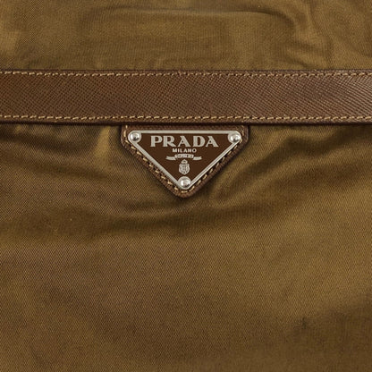 PRADA Tessuto Triangle Logo Double Pocket Handbag Shoulder bag Beige Vintage cgzz8n