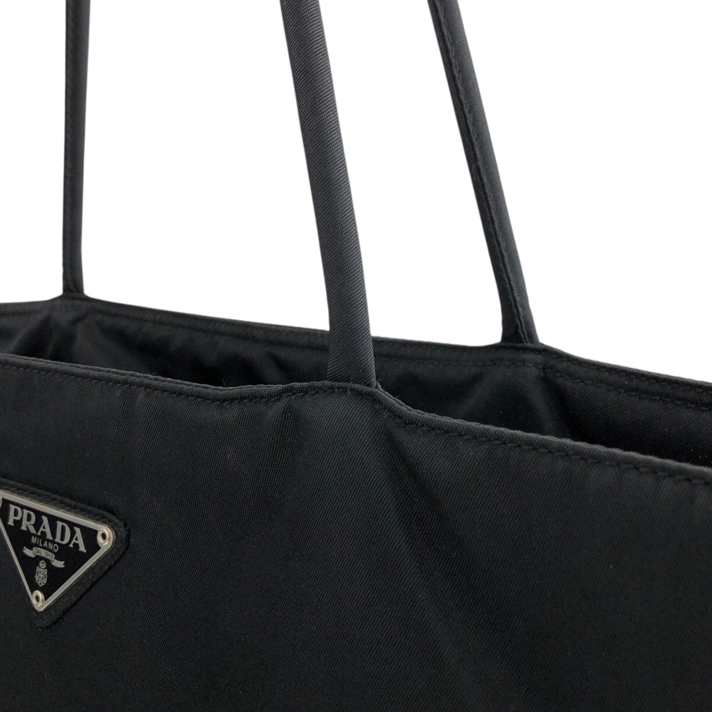 PRADA Tessuto Triangle Logo Totebag Black Vintage rsxruc
