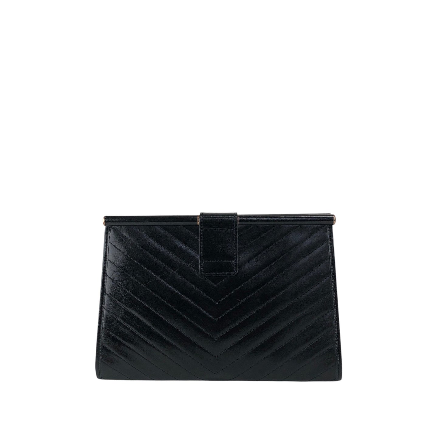 Yves Saint Laurent YSL Logo Bias Stitch Clutch bag Black Vintage nx3mxp
