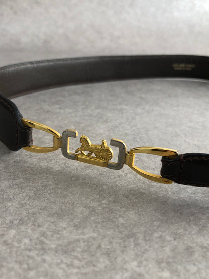 CELINE Horse Carriage Belt Black Vintage ykpypt