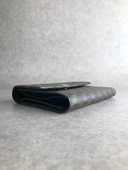 CELINE Macadam Trifold Wallet Black Vintage bybkp7