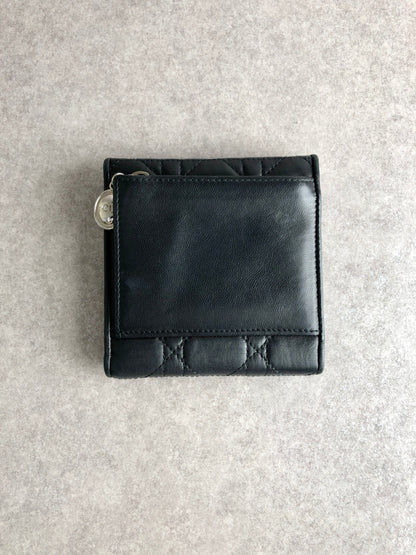 Christian Dior Cannage Folded Wallet Black Vintage 7hrhuv