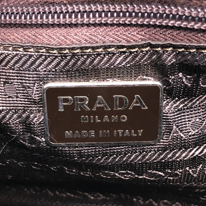 PRADA Triangle Logo Metal Handle Handbag Green Vintage xdsyty