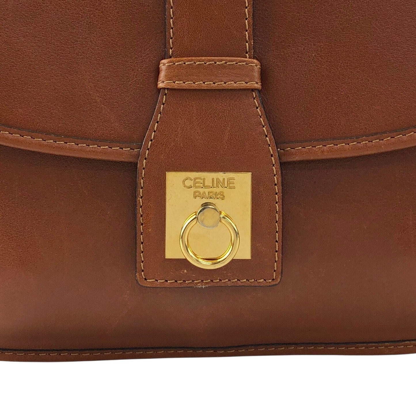 CELINE Gancini Shoulder bag Brown Vintage 4x8mbp