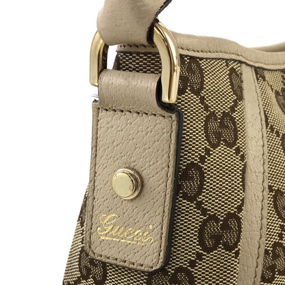 GUCCI GG Canvas Abbey Canvas Leather Handbag Hobobag Beige Vintage 4sabsd