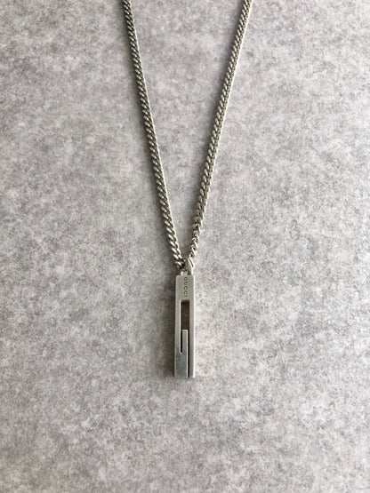 GUCCI Logo Necklace Silver Vintage 8t6b2r