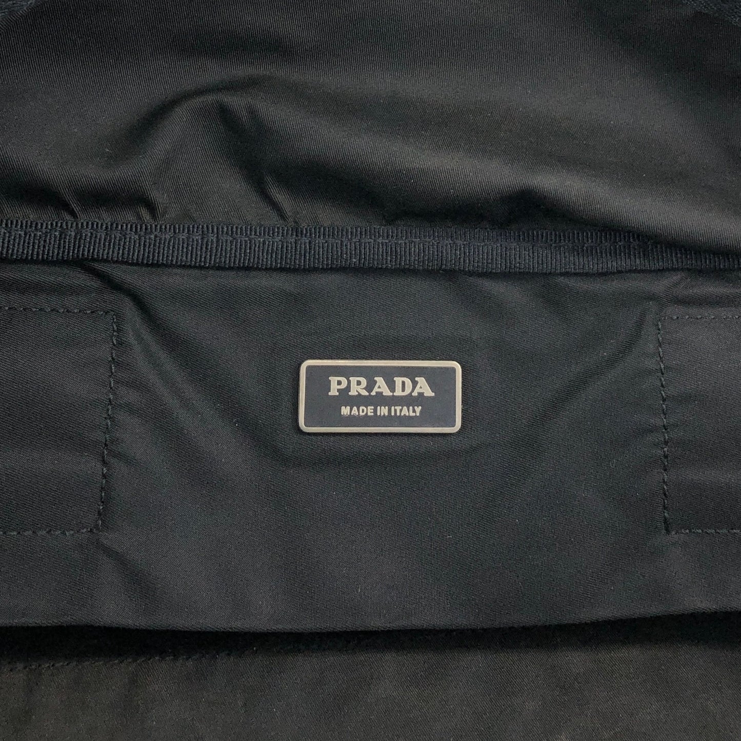 PRADA Tessuto Triangle Logo Handbag Boston bag Black Vintage ycwtum