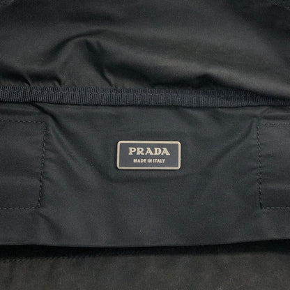 PRADA Tessuto Triangle Logo Handbag Boston bag Black Vintage ycwtum