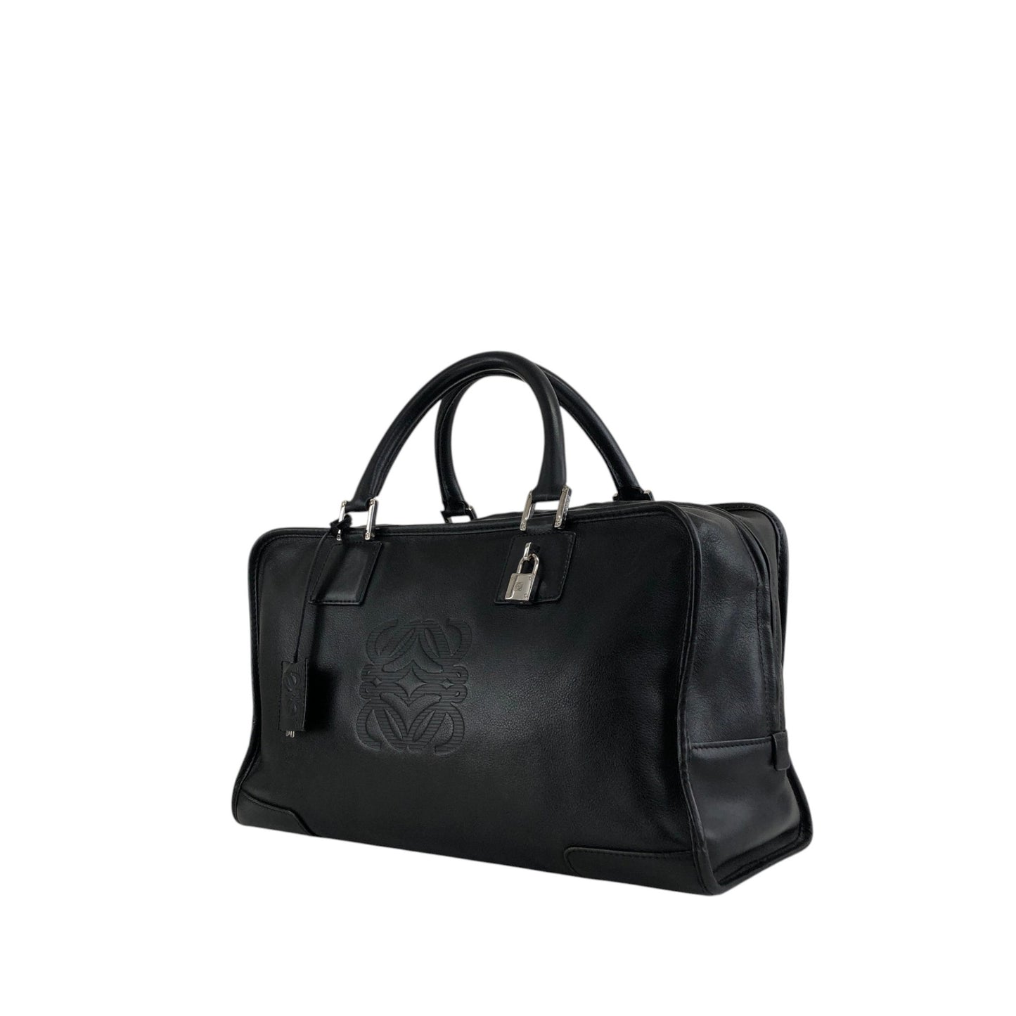 LOEWE Amazona36 Anagram Small Boston bag Handbag Black Vintage gc7zrx