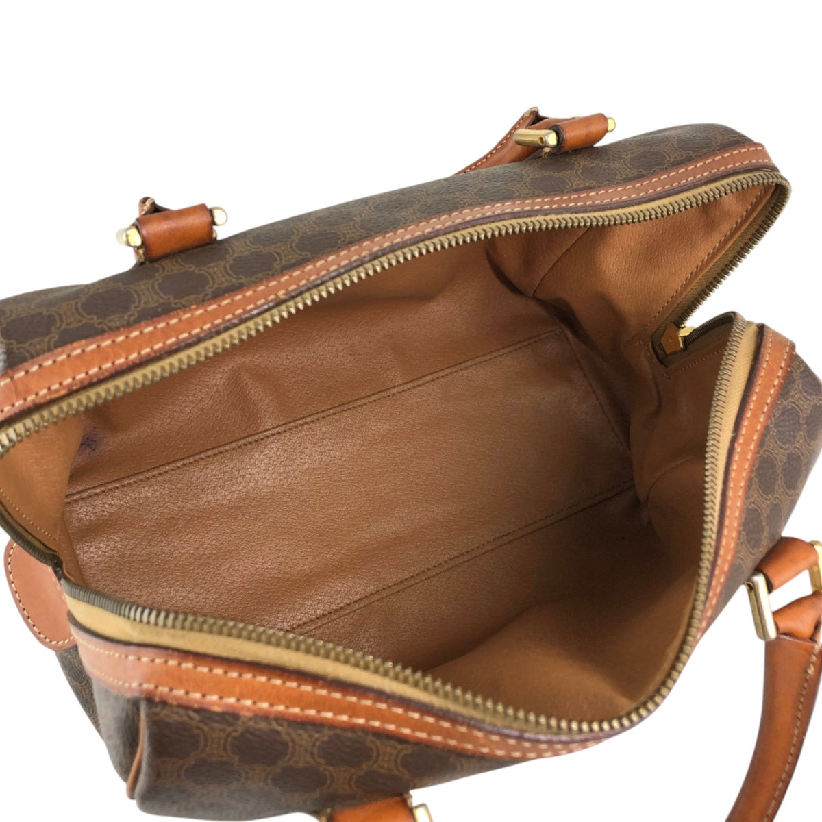 CELINE Macadam Blason Handbag Boston bag Brown Vintage u6p2h4