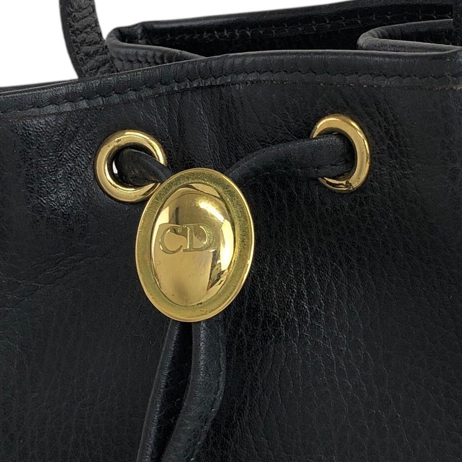 Christian Dior CD Logo Drawstring Small Handbag Black Vintage 8u4aph