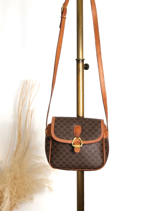 CELINE Macadam Horse Bit Shoulder bag Brown Vintage gxsmiz