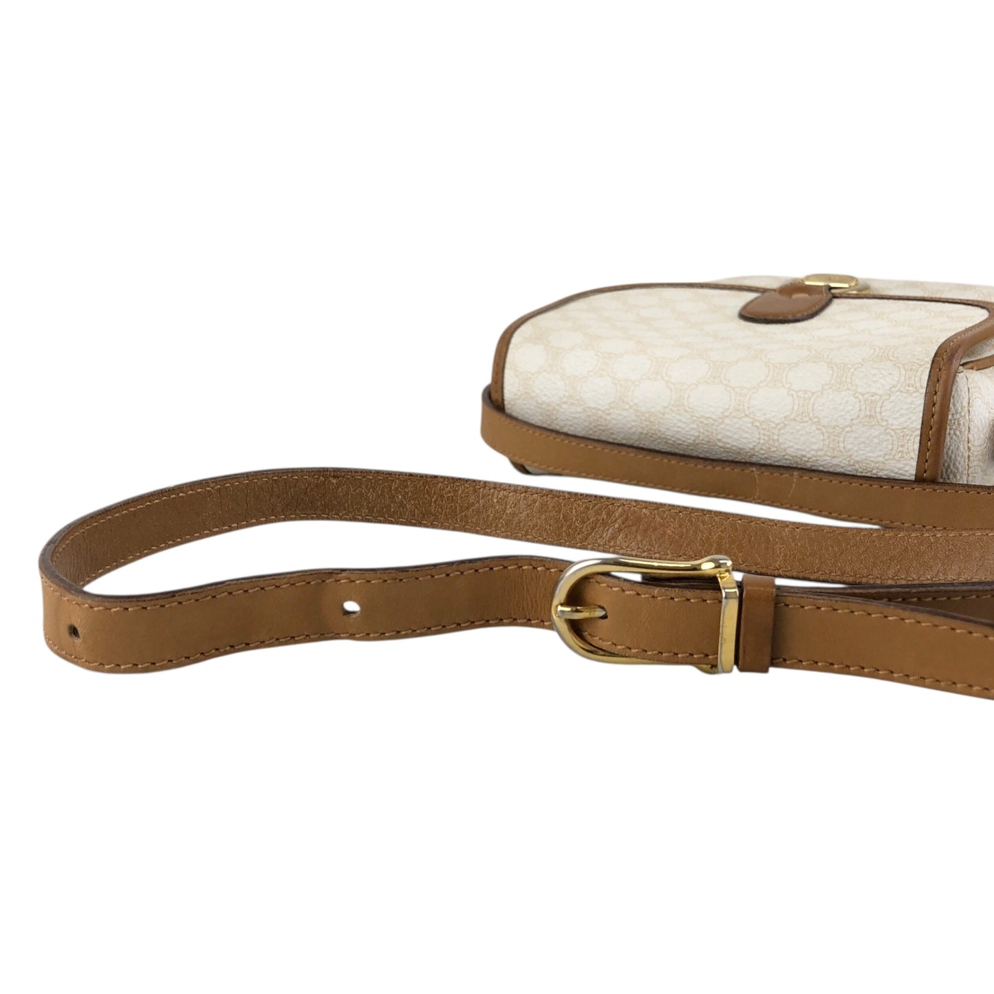 CELINE Macadam Horse Bit Shoulder bag White Vintage ctjind