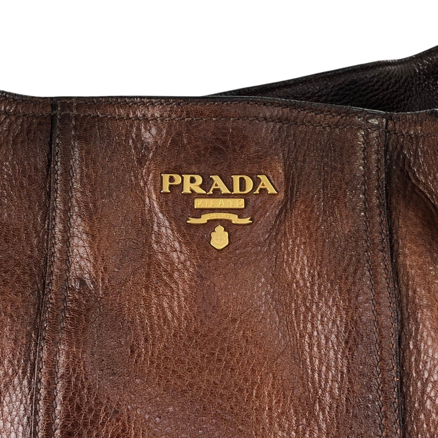 PRADA Logo Shoulder bag Brown Vintage viv5ss