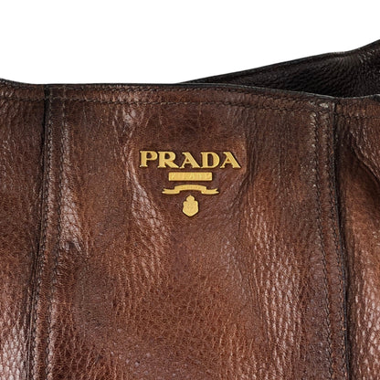 PRADA Logo Shoulder bag Brown Vintage viv5ss