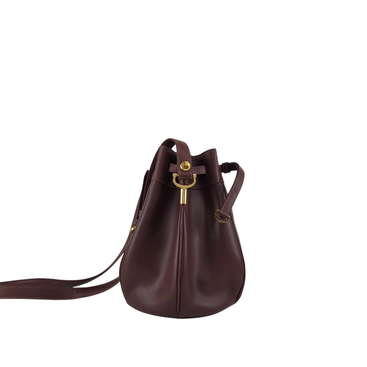 Cartier Logo Embossed Drawstring Shoulder bag Bordeaux Vintage r3iyaj