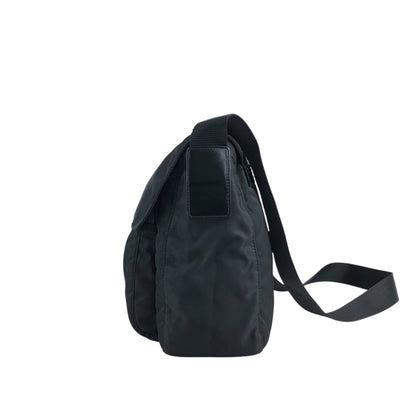 PRADA Triangle Logo Front Buckle Shoulder bag Black Vintage cxgmd6