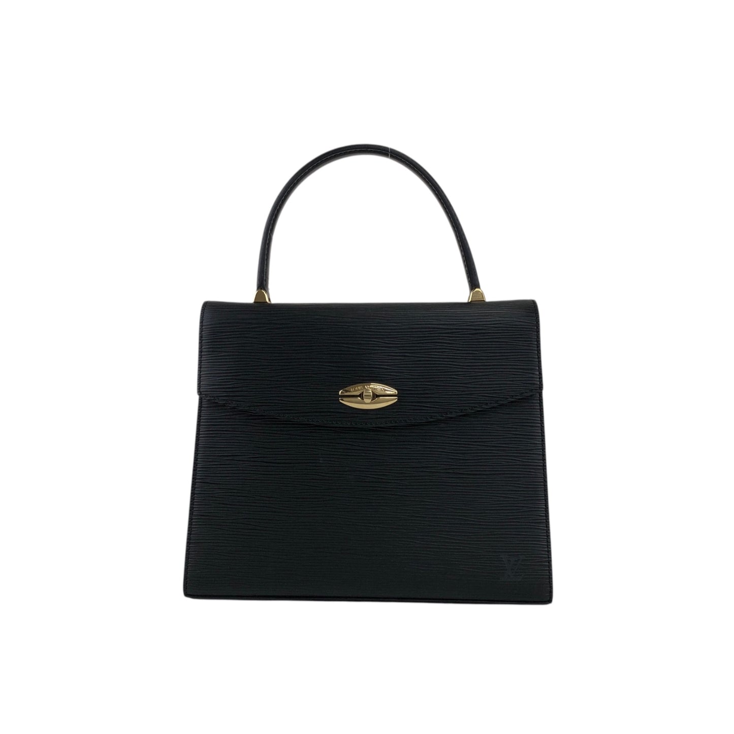 LOUIS VUITTON Epi Turn Lock Handbag Black Vintage 25r47v