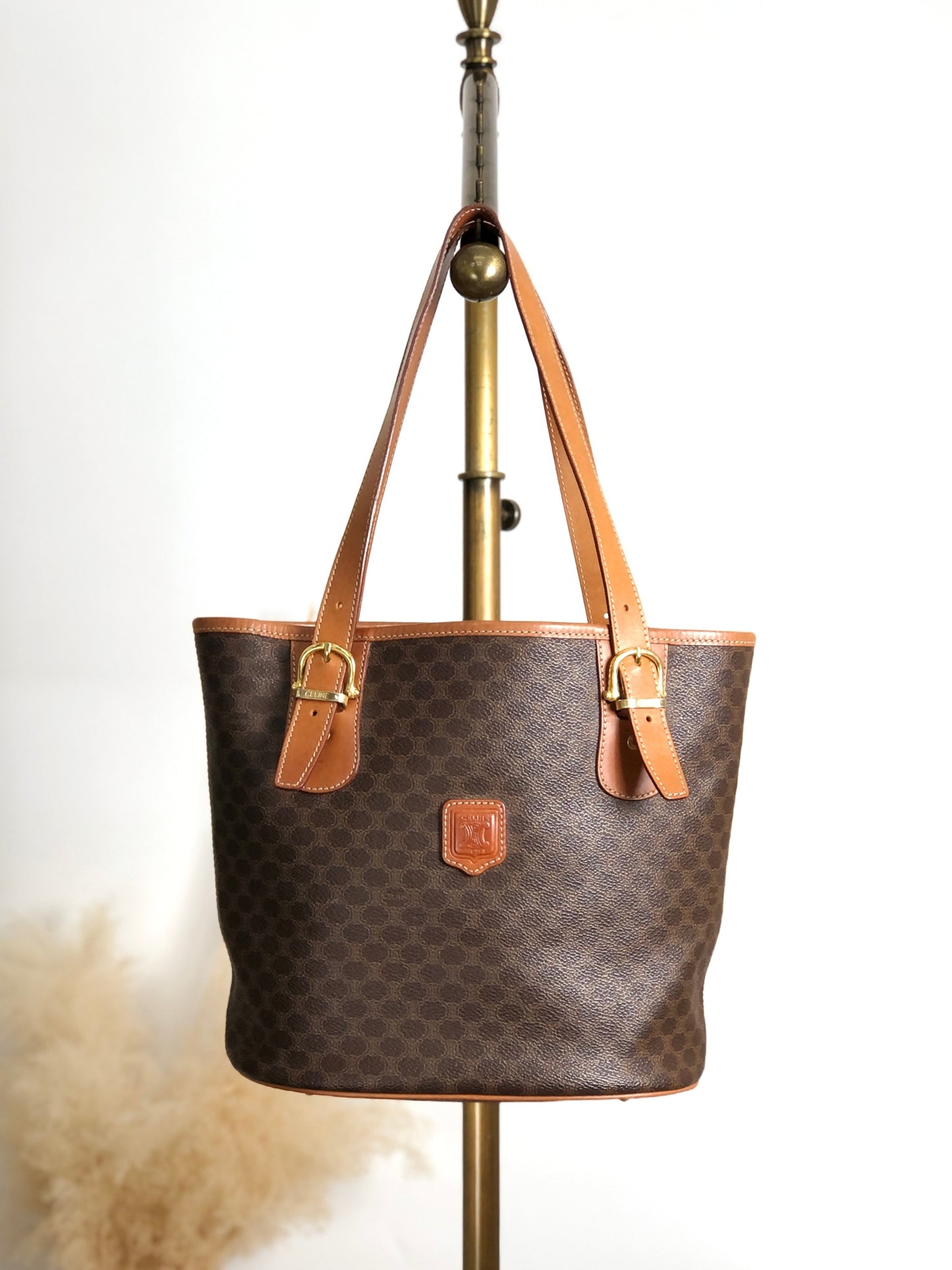 CELINE Macadam Blason Handbag  Totebag Brown Vintage ny5rrc