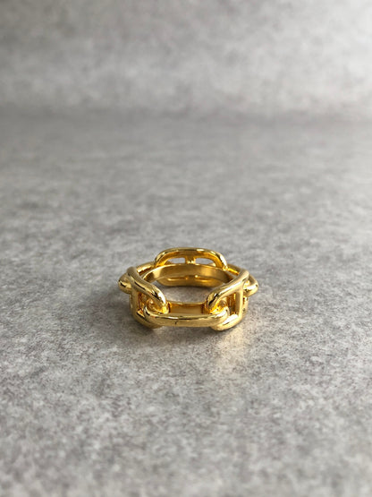 HERMES Chaine d'ancre Scarf Ring Gold Vintage uzcr5g