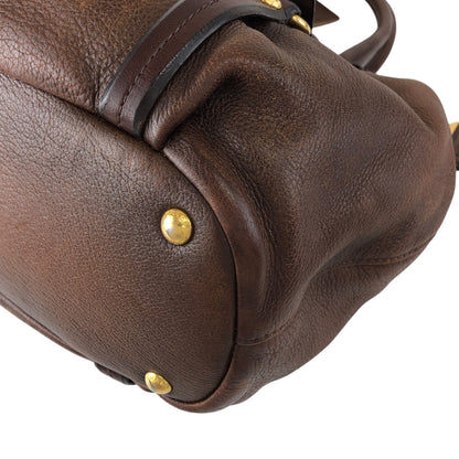 PRADA Logo  Handbag Totebag Brown Vintage  2ssadw