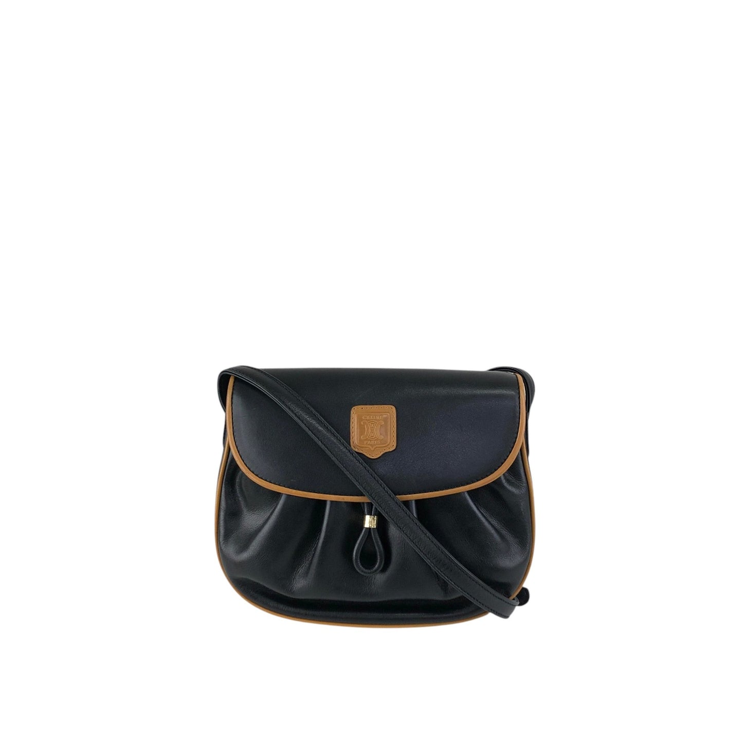 CELINE Blason Shoulder bag Black×Brown Vintage f8fsrs