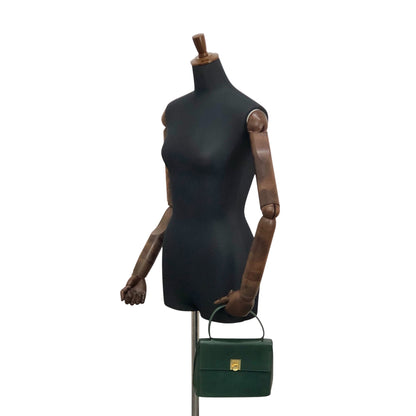 CELINE Gancini Handbag Dark Green Vintage sxajh2