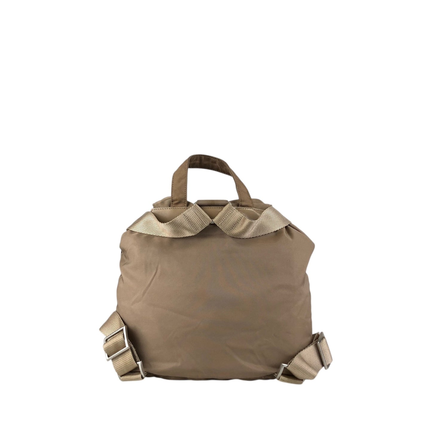 PRADA Tessuto Triangle Logo Double Pocket Backpack Beige Vintage nhc32x