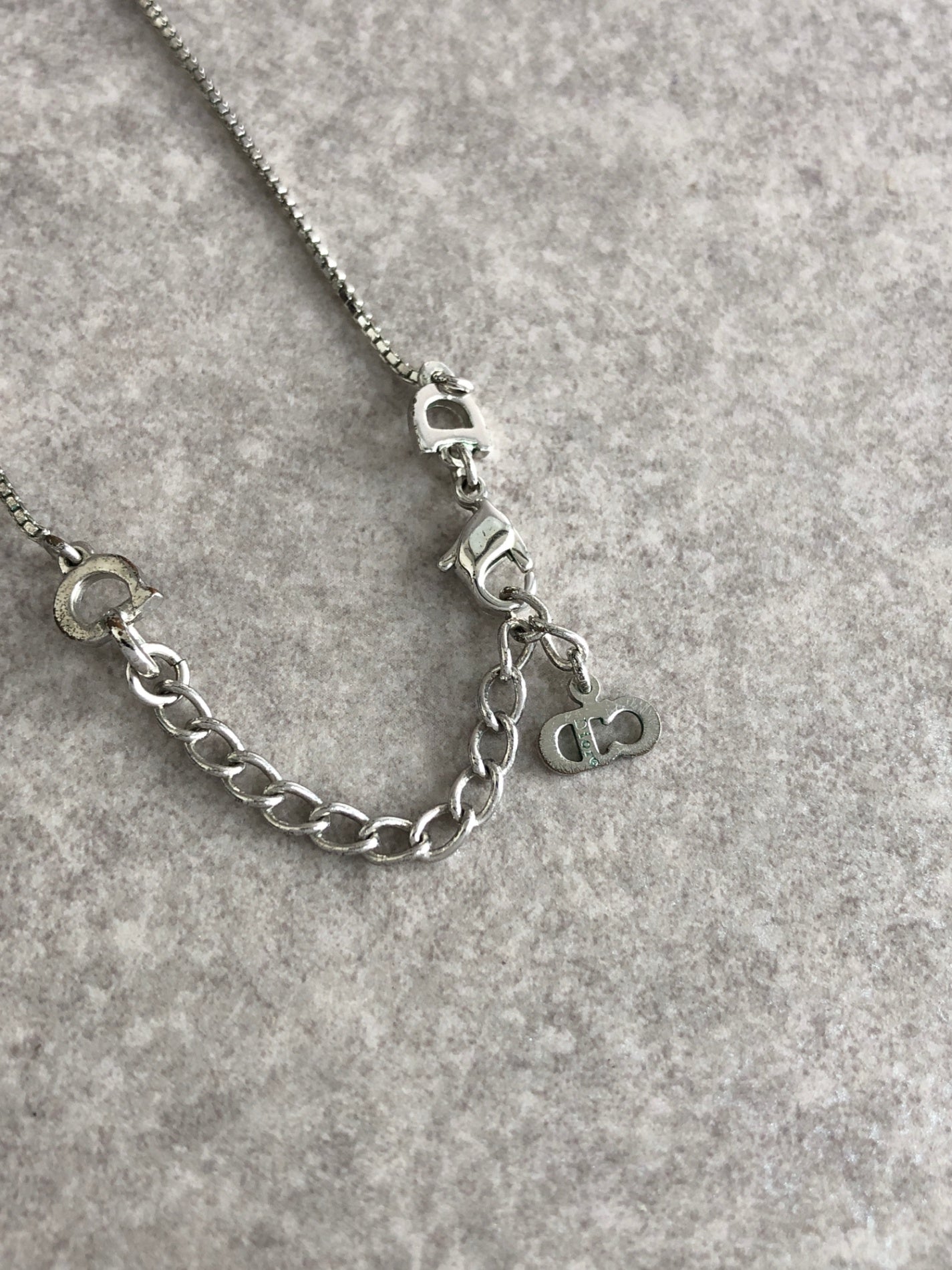 Christian Dior Logo Motif Necklace Silver Vintage cvjvv4