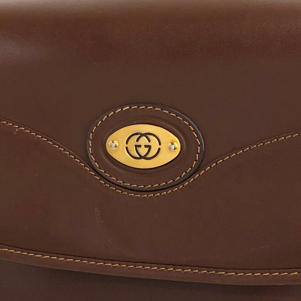 GUCCI Logo Shoulder bag Brown Vintage 56um6g