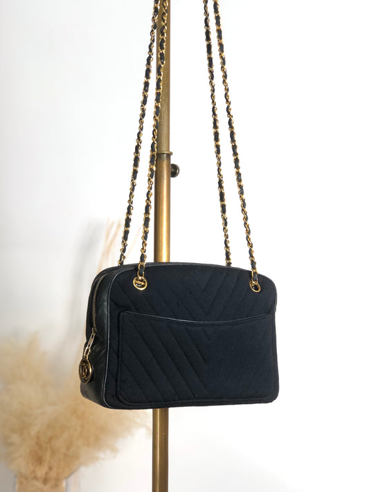 CHANEL Coco Charm Chain Shoulder bag Black Vintage akbfxb