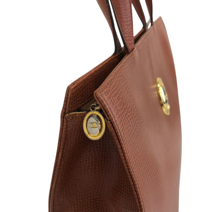 Christian Dior CD Logo Handbag Totebag Brown Vintage 3xpns8