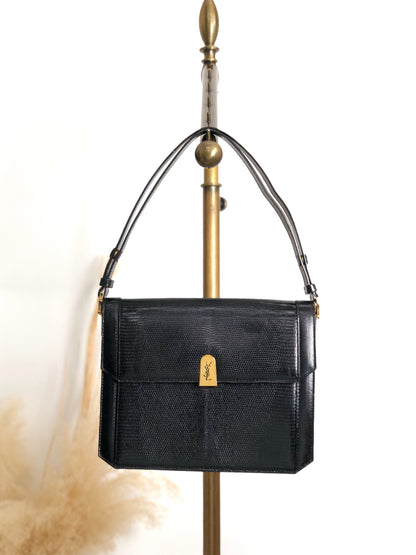 Yves Saint Laurent YSL Logo Shoulder bag Black Vintage 8mrrci