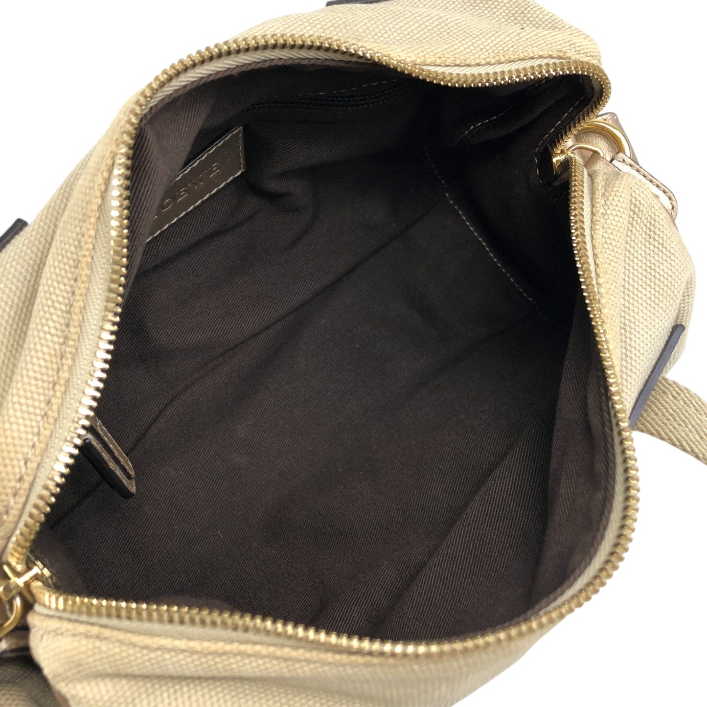 LOEWE Anagram Small Boston bag Handbag Beige Vintage mym6vr