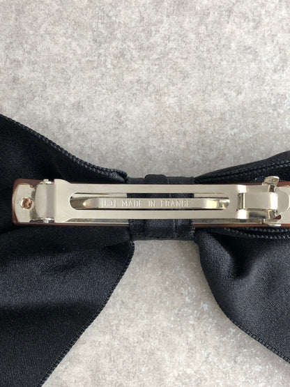 CHANEL Ribbon Barrette Black Vintage 3efxk8