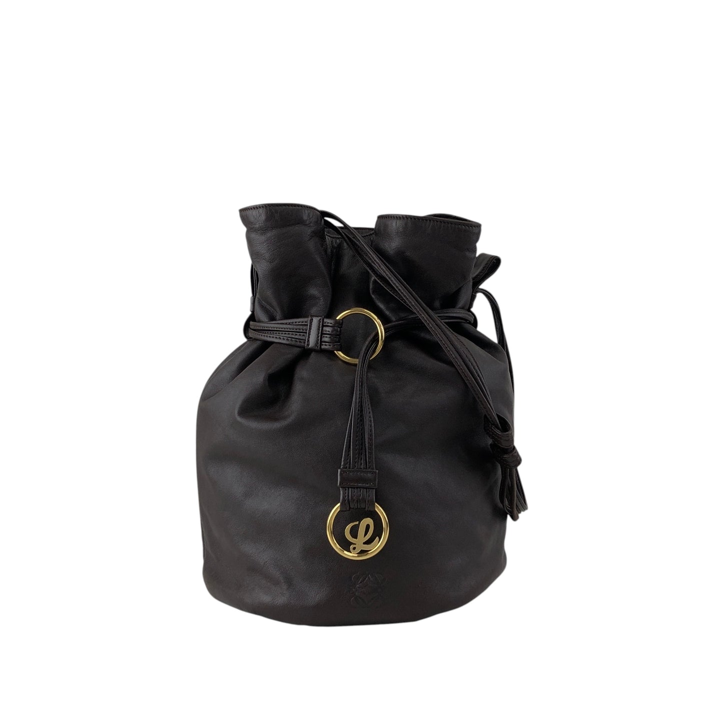 LOEWE Anagram Drawstring Shoulder bag Brown Vintage 7ep7z7