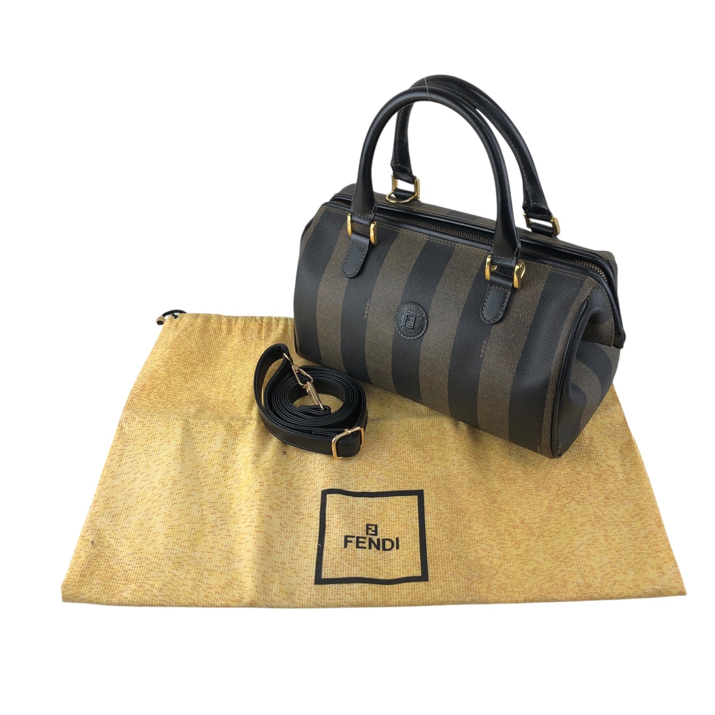 FENDI Pecan Two-way Small Boston bag Shoulder bag Black Vintage ze6stg