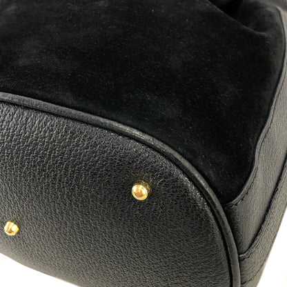 GUCCI Bamboo Handle Suede Two-way Drawstring Handbag Shoulder bag Black Vintage z3v3su