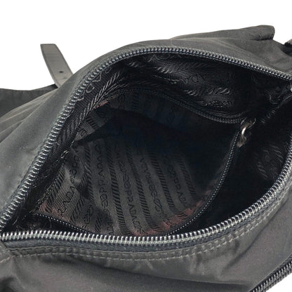 PRADA Tessuto Triangle Logo Front Buckle Shoulder bag Black Vintage d42ma2